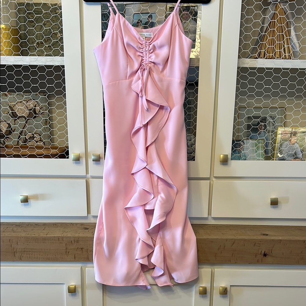 Pink Ruffled Midi Dress